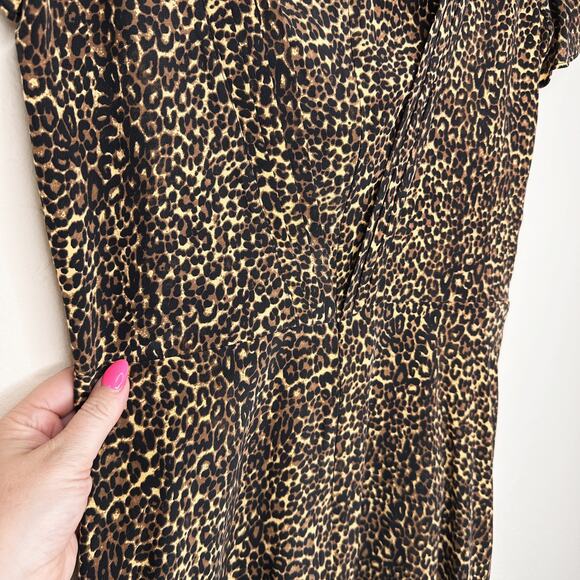 NWT The Kooples Baby Leopard Silk Faux Wrap Short Sleeve Mini Dress Medium - Picture 10 of 13